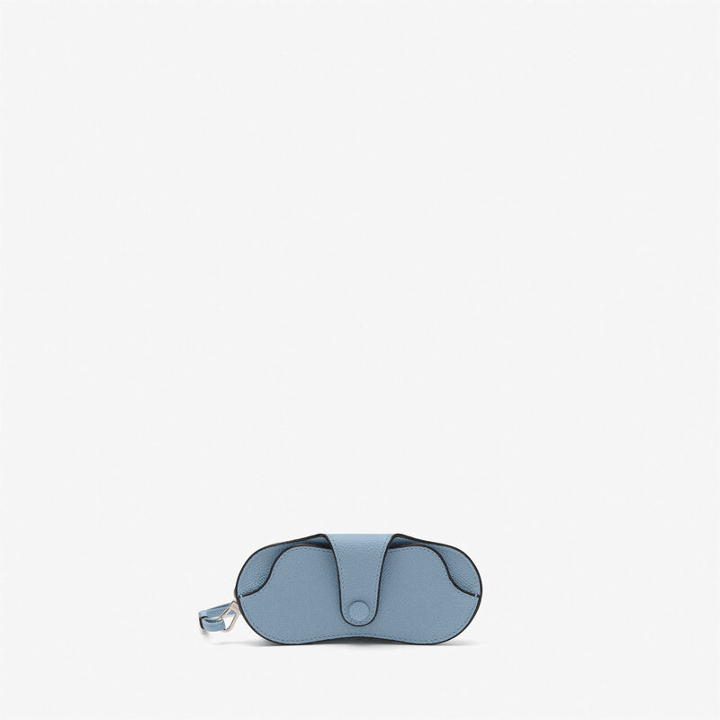 Glasses case with lanyard - Shirt Blue - Millepunte calf leather - Valextra - 1