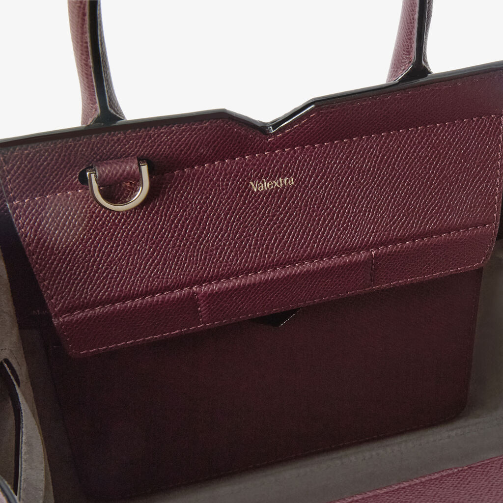 Borsa a due manici Milano Mini - Rosso Amaranto - Pelle di vitello Millepunte Soft - Valextra - 5