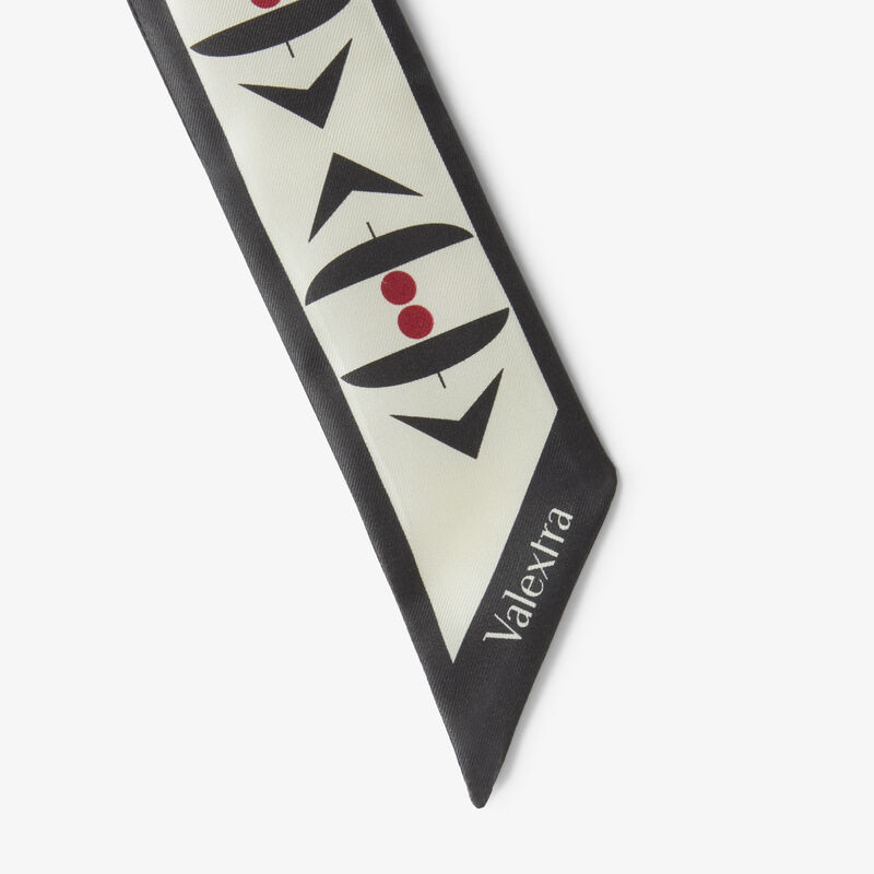 Lotus Silk Band - Pergamena White/Black/Crimson Red - Silk - Valextra - 2