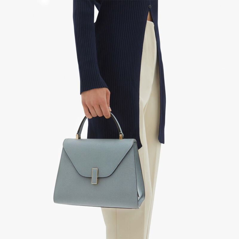Iside Top handle medium bag - Smokey Blue - Millepunte calf leather - Valextra - 2