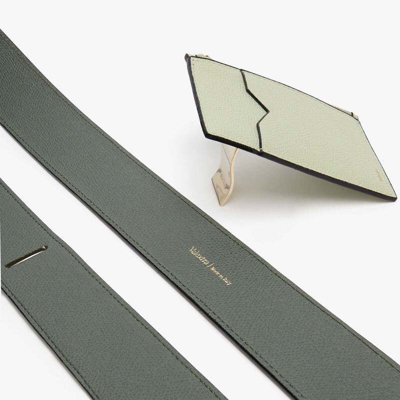 Shoulder Strap with Card Holder - Musk Green/Mint Green - Millepunte calf leather - Valextra - 4