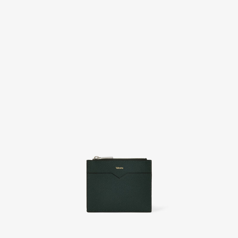 Card Holder 8CC with Zip - Valextra Green - Millepunte calf leather - Valextra - 4
