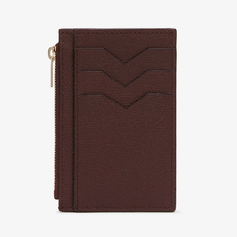 Card Holder 3CC with Zip - Coffee Brown - Millepunte calf leather - Valextra - 5