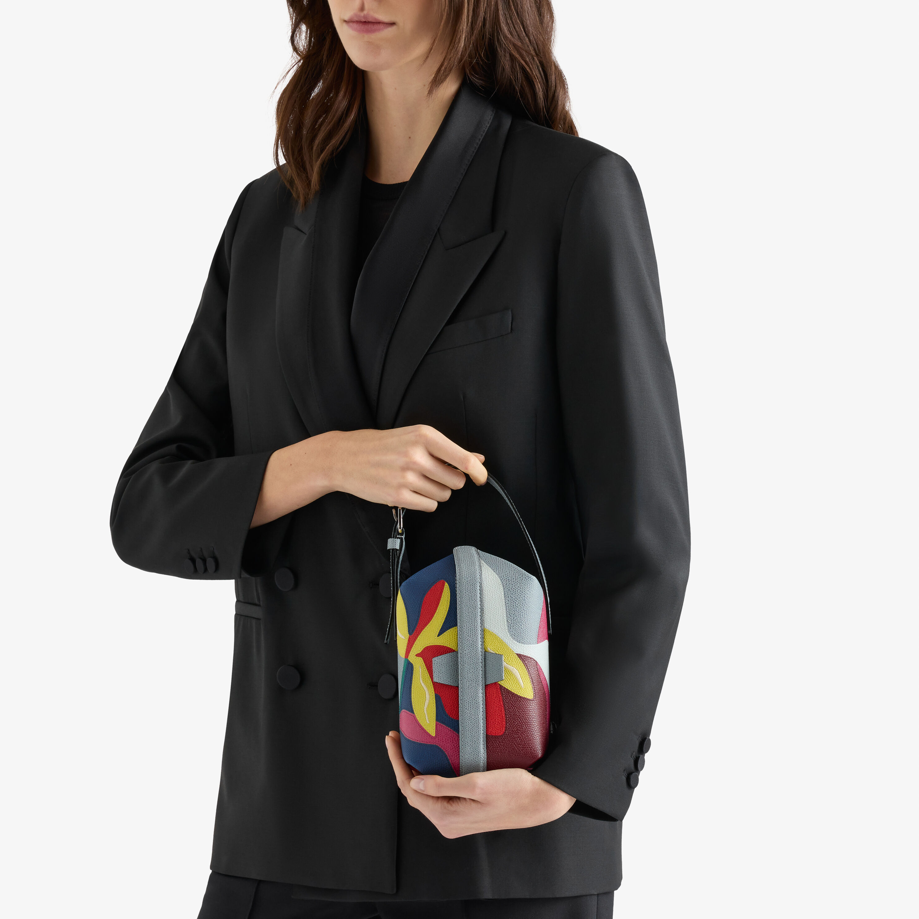 Vitello VS-Intarsio+Ricamo Giglio Tric Trac Lily Bag in BGX1