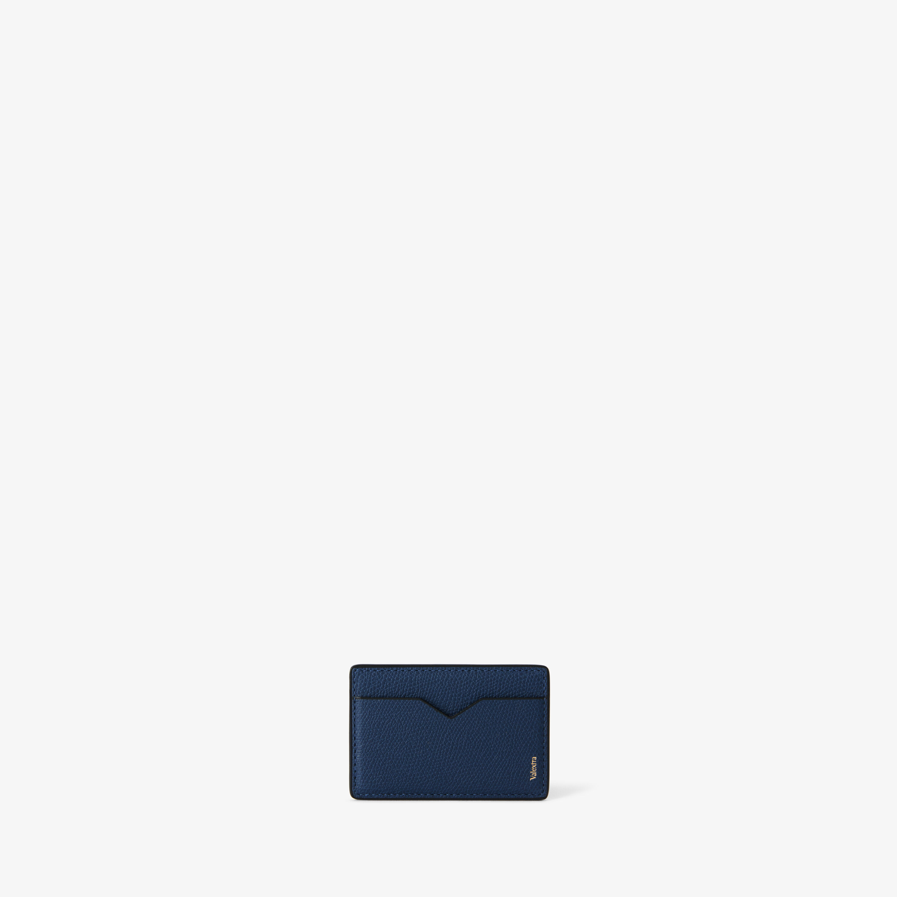Sapphire Blue Grained Leather Luxury Magnetic Card Case | Valextra