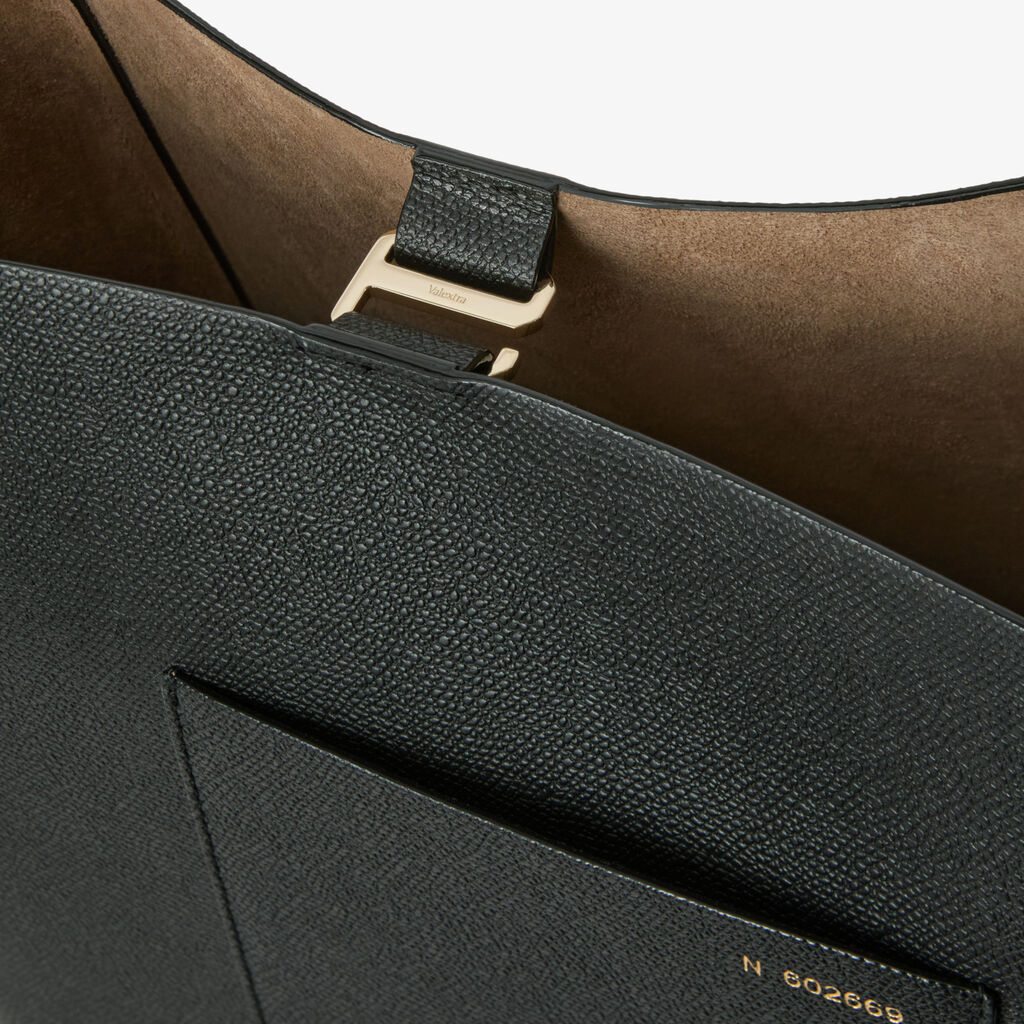 Soft Bucket Medium Bag - Black - Vitello VS - Valextra - 4