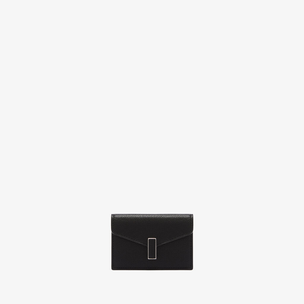 Iside Card Holder - Black - Millepunte calf leather - Valextra - 1