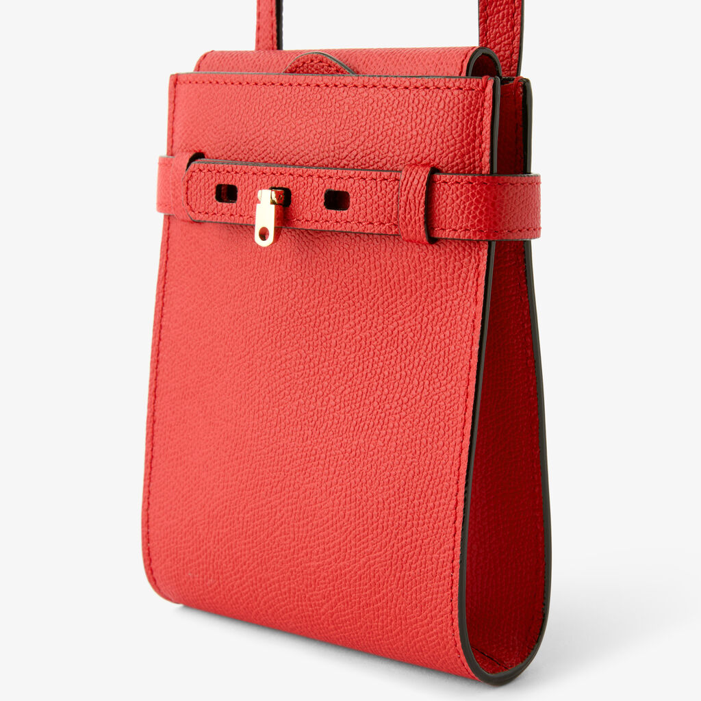 Brera B-Tracollina Slim Crossbody Micro Bag - Crimson Red - Vitello VS - Valextra - 5