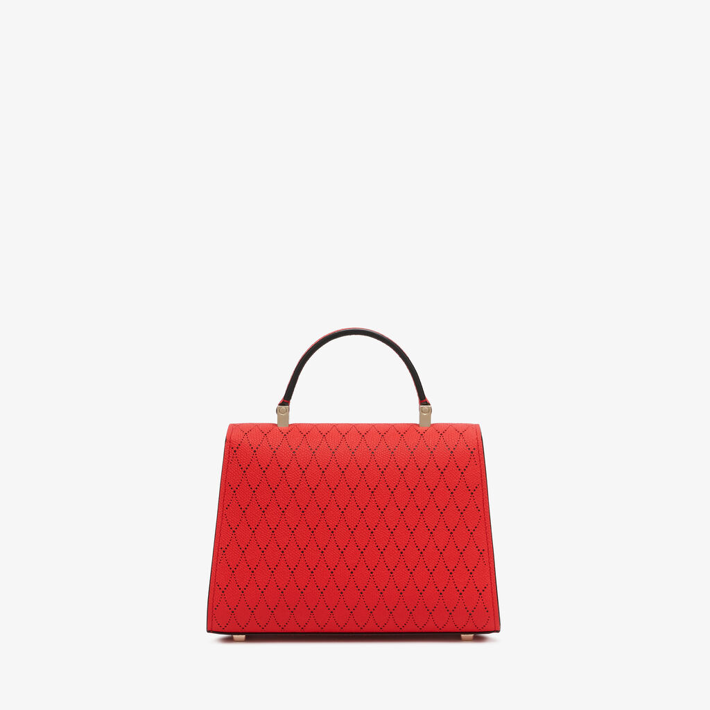 Iside Snake Crossbody Micro Bag - Crimson Red/lBack - Vitello VS-Foratura a Contrasto - Valextra - 5