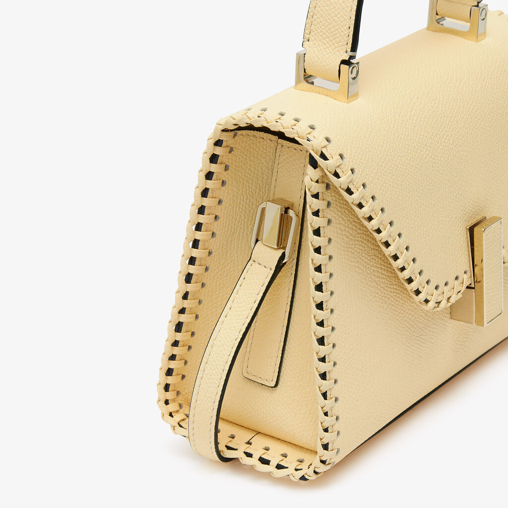 Iside Braided Crossbody Micro Bag - Cream Yellow - Vitello VS-Infilatura Punto Festone - Valextra - 4