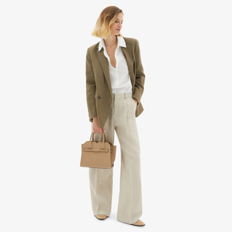 Milano Two Handles Mini Bag - Cashmere Beige - Millepunte Soft calf leather - Valextra - 2