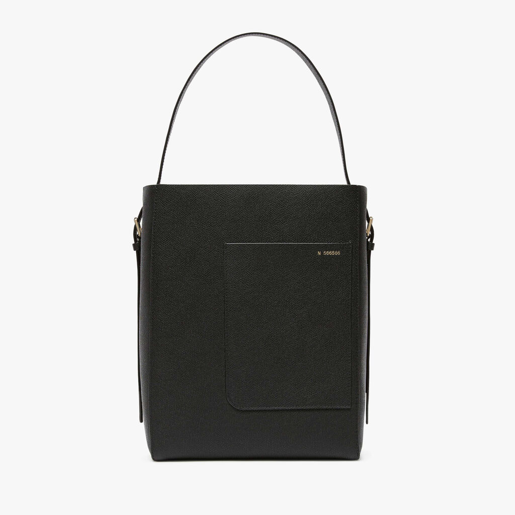 Soft Bucket Medium Bag - Black - Vitello VS - Valextra - 1