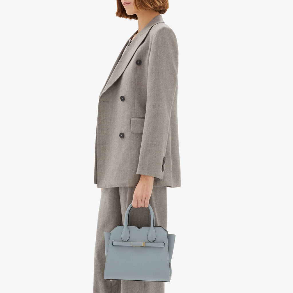 Milano Two Handles Mini Bag - Niagara Blue - Vitello Millepunte Soft - Valextra - 2