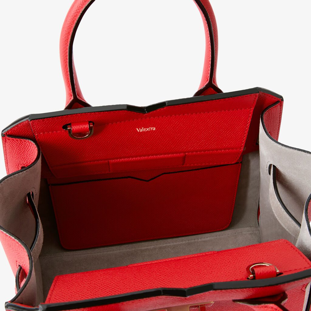 Milano Two Handles Mini Bag - Crimson Red - Vitello Millepunte Soft - Valextra - 6