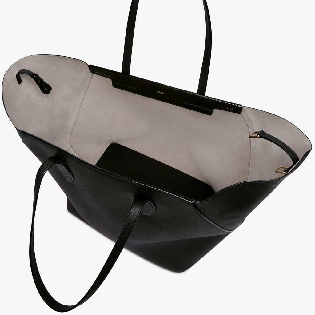 Vivi Shopping Large Bag - Black - Vitello Millepunte Soft - Valextra - 7
