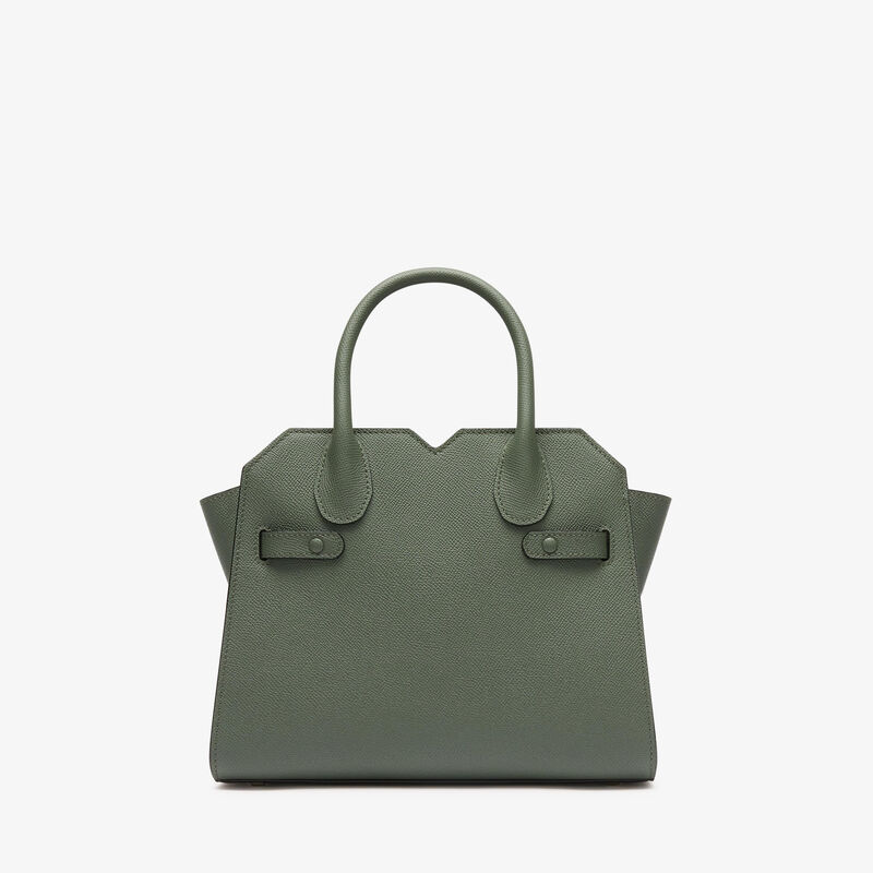 Milano Two Handles Mini Bag - Musk Green - Millepunte Soft calf leather - Valextra - 8