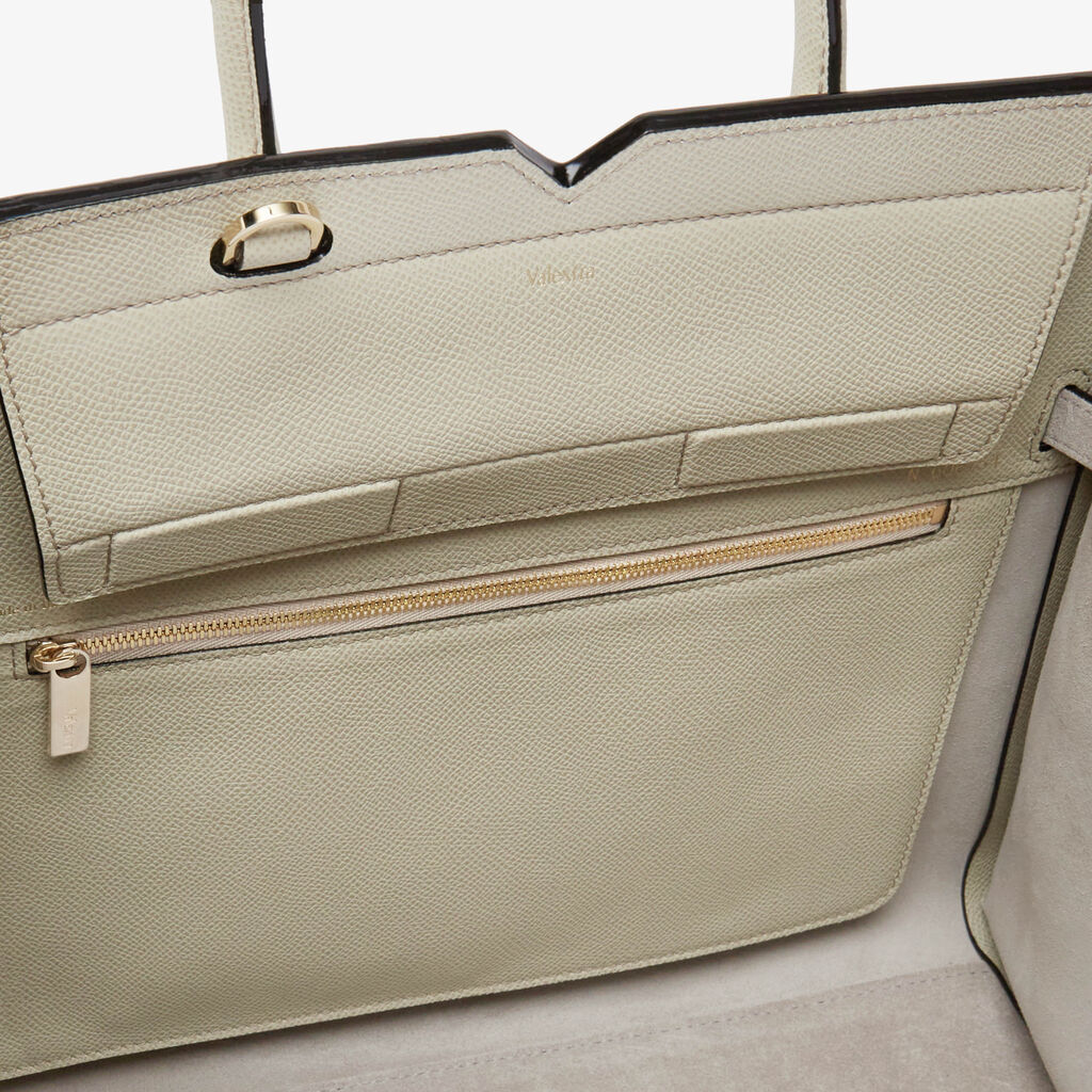 Borsa A Due Manici Milano Media - Grigio Lino - Vitello Millepunte Soft - Valextra - 3