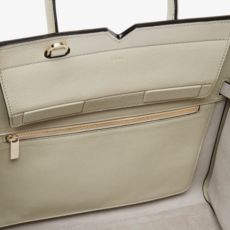 Milano Two Handles Medium Bag - Linen Grey - Millepunte Soft calf leather - Valextra - 3