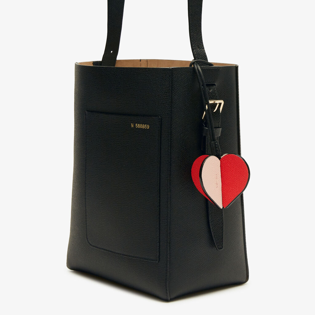 Charm Cuore - Rosa Peonia/Rosso Love/Nero - Pelle di vitello Millepunte - Valextra - 2