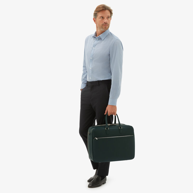 Avietta Travel Bag Two Chambers - Valextra Green - Millepunte calf leather - Valextra - 2