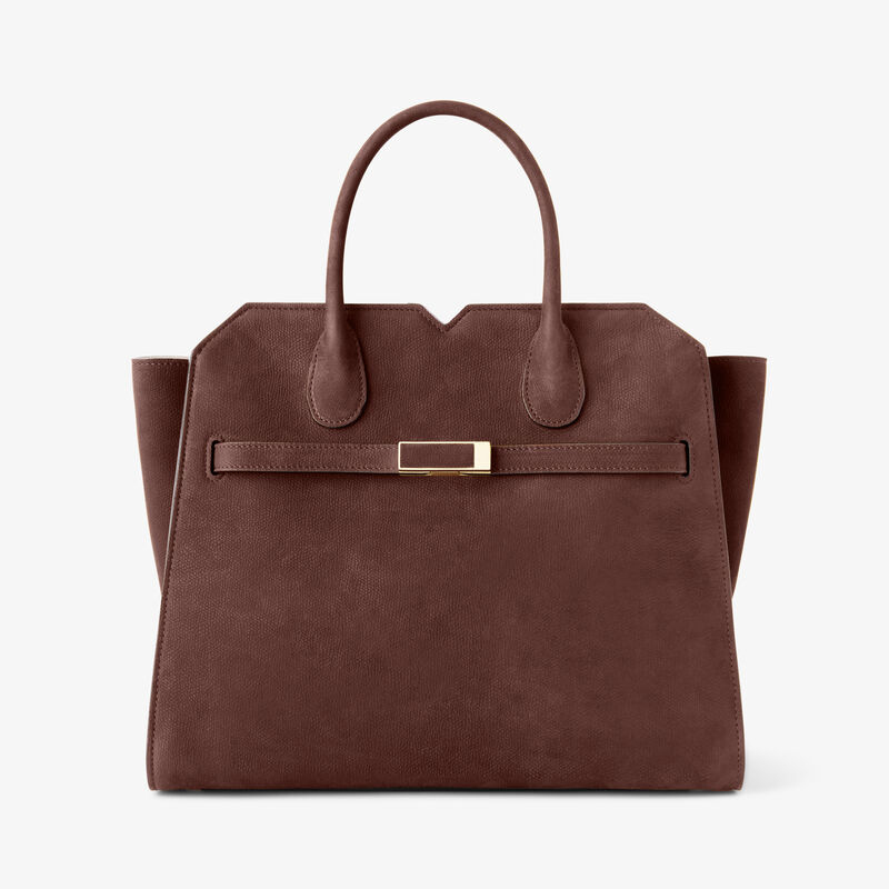 Milano Senso Two Handles Medium Bag - Chocolate Brown - Millepunte Nubuk Senso Leather - Valextra - 1