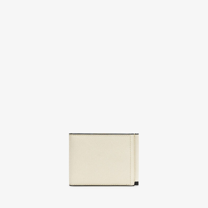 Grip 6cc wallet with botton - Pergamena White - Millepunte calf leather - Valextra - 3