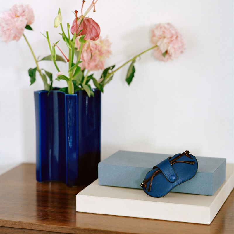 Glasses Case - Royal Blue - Millepunte calf leather - Valextra - 2