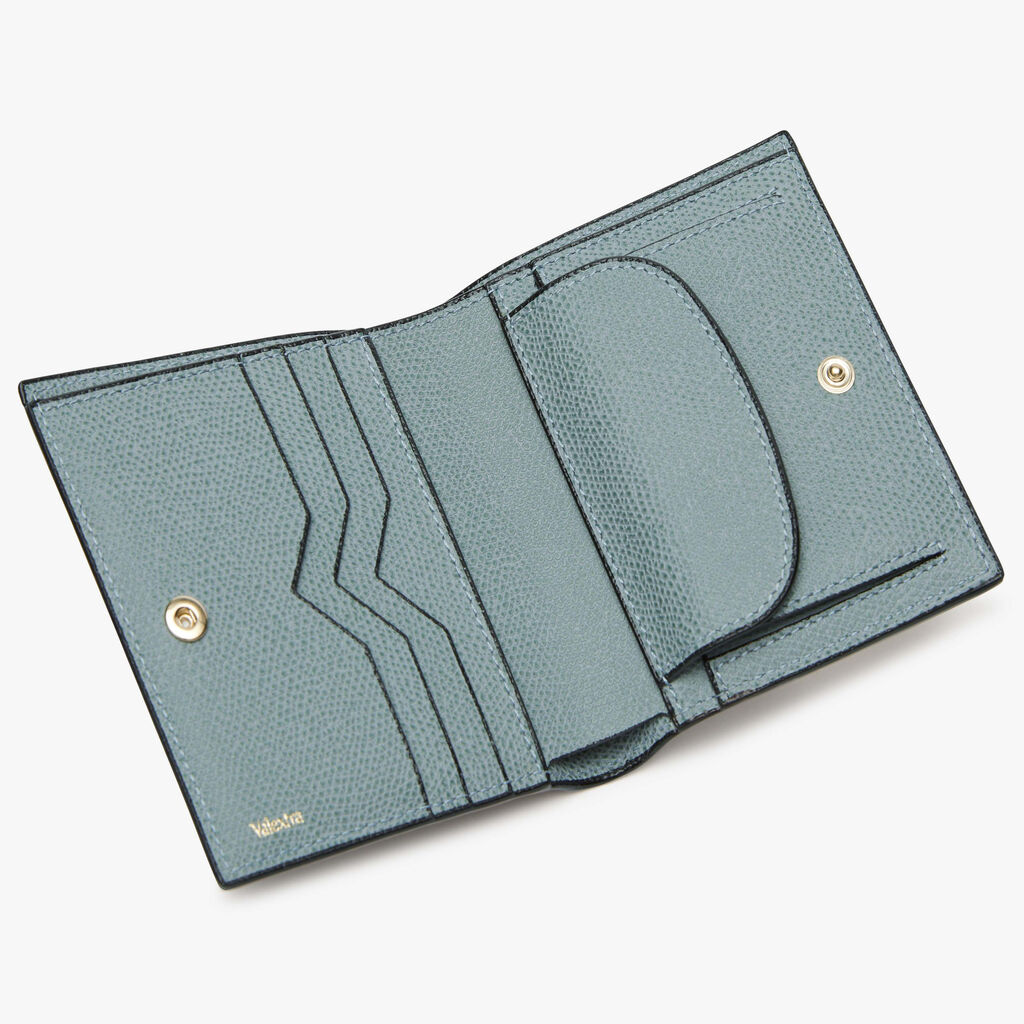 Compact Wallet 3 CC with Coin Purse - Smokey Blue - Vitello VS - Valextra - 2