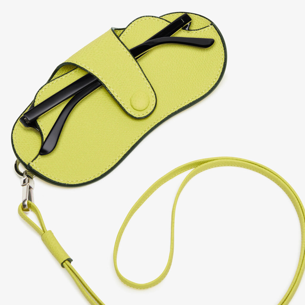 Glasses Case with Lanyard - Citrine Yellow - Vitello VS - Valextra - 2