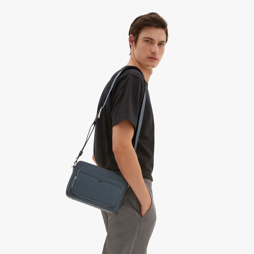 V-Line Reporter Bag - Avio Blue - Vitello VS - Valextra - 2