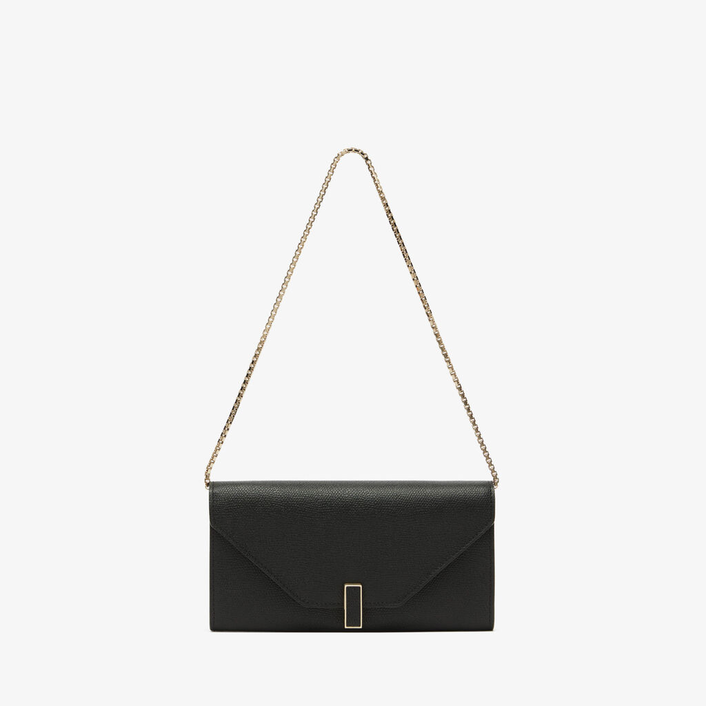 Iside continental purse with chain - Black - Vitello VS - Valextra - 1