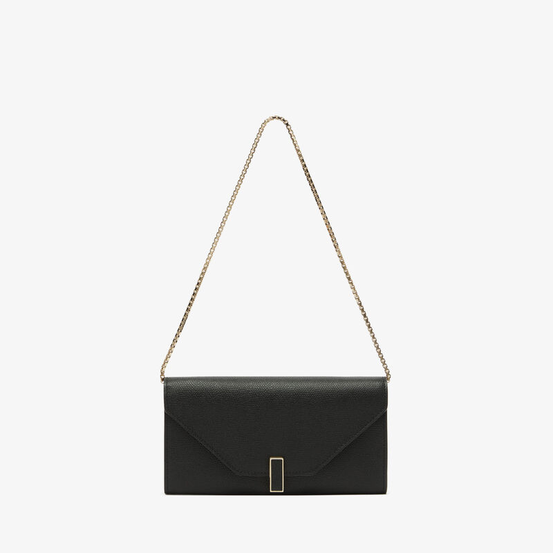 Iside continental purse with chain - Black - Millepunte calf leather - Valextra - 1
