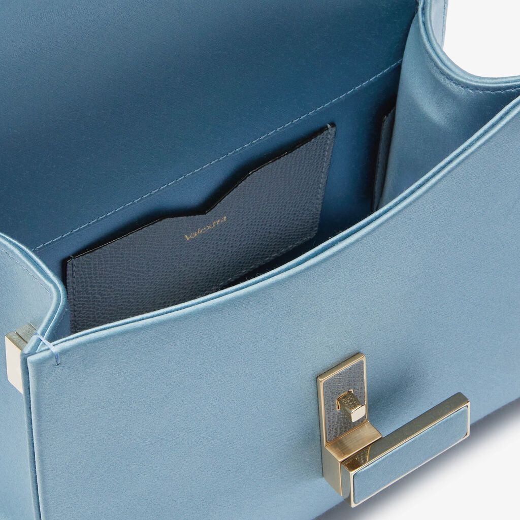 Iside Satin Top Handle Micro Bag - Niagara Blue - Raso - Valextra - 2