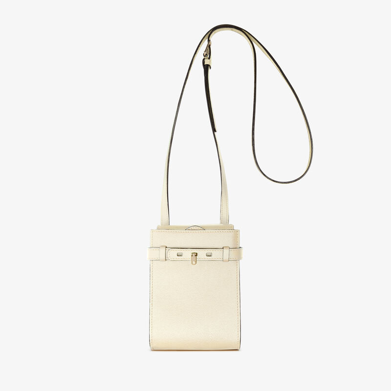 Brera B-Tracollina slim Crossbody micro bag - Pergamena White - Millepunte calf leather - Valextra - 1
