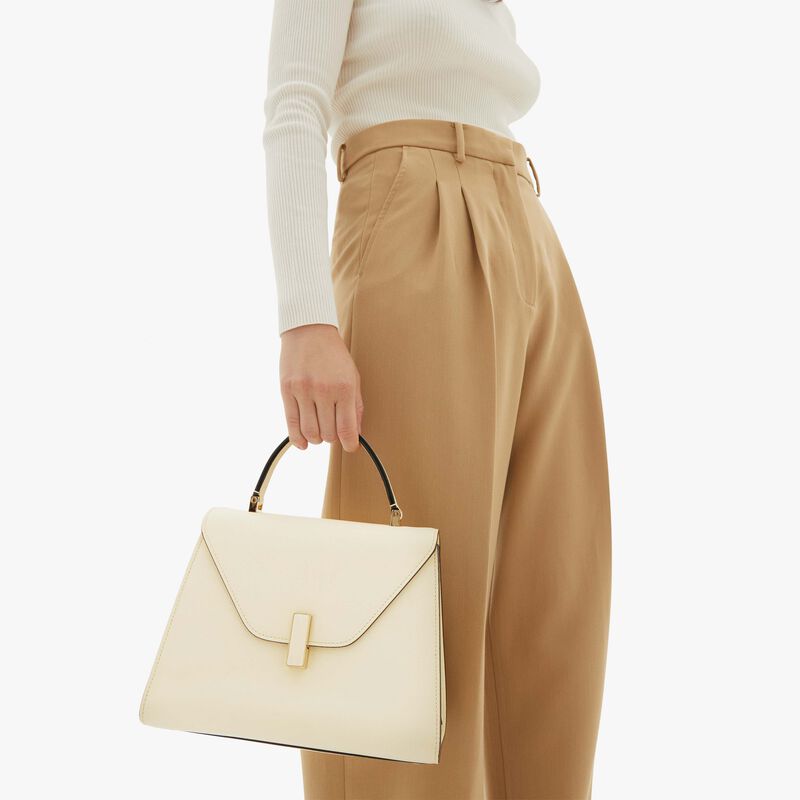 Iside Top handle medium bag - Pergamena White - Millepunte calf leather - Valextra - 2
