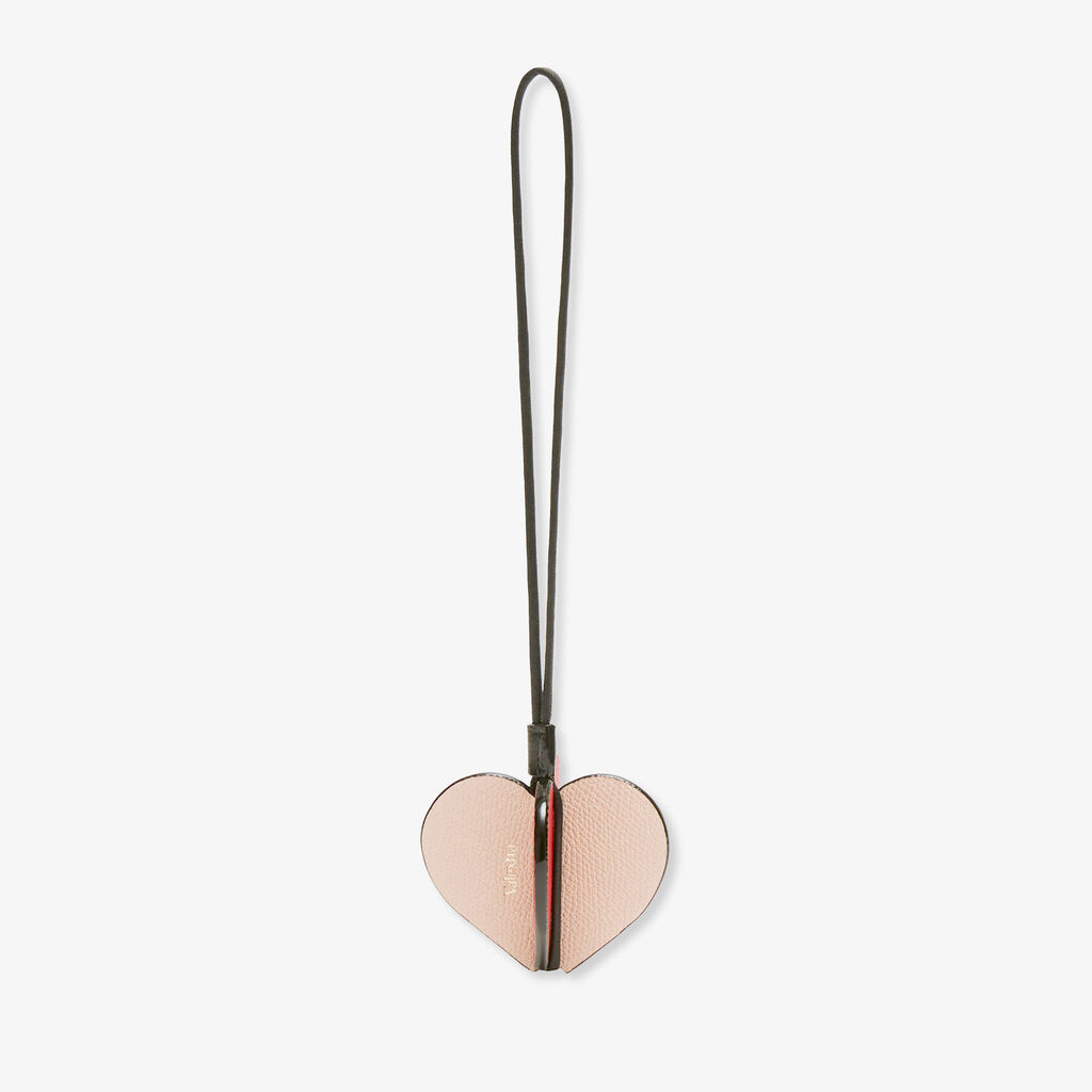 Heart Charm - Bonne Mine Pink/Crimson Red/Black - Vitello VS - Valextra - 1