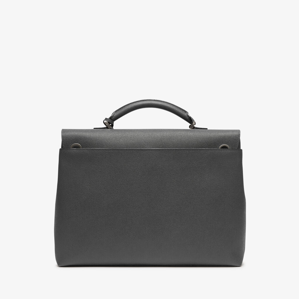 Avietta Briefcase with Flap 24h - Smokey Grey - Vitello VS - Valextra - 6