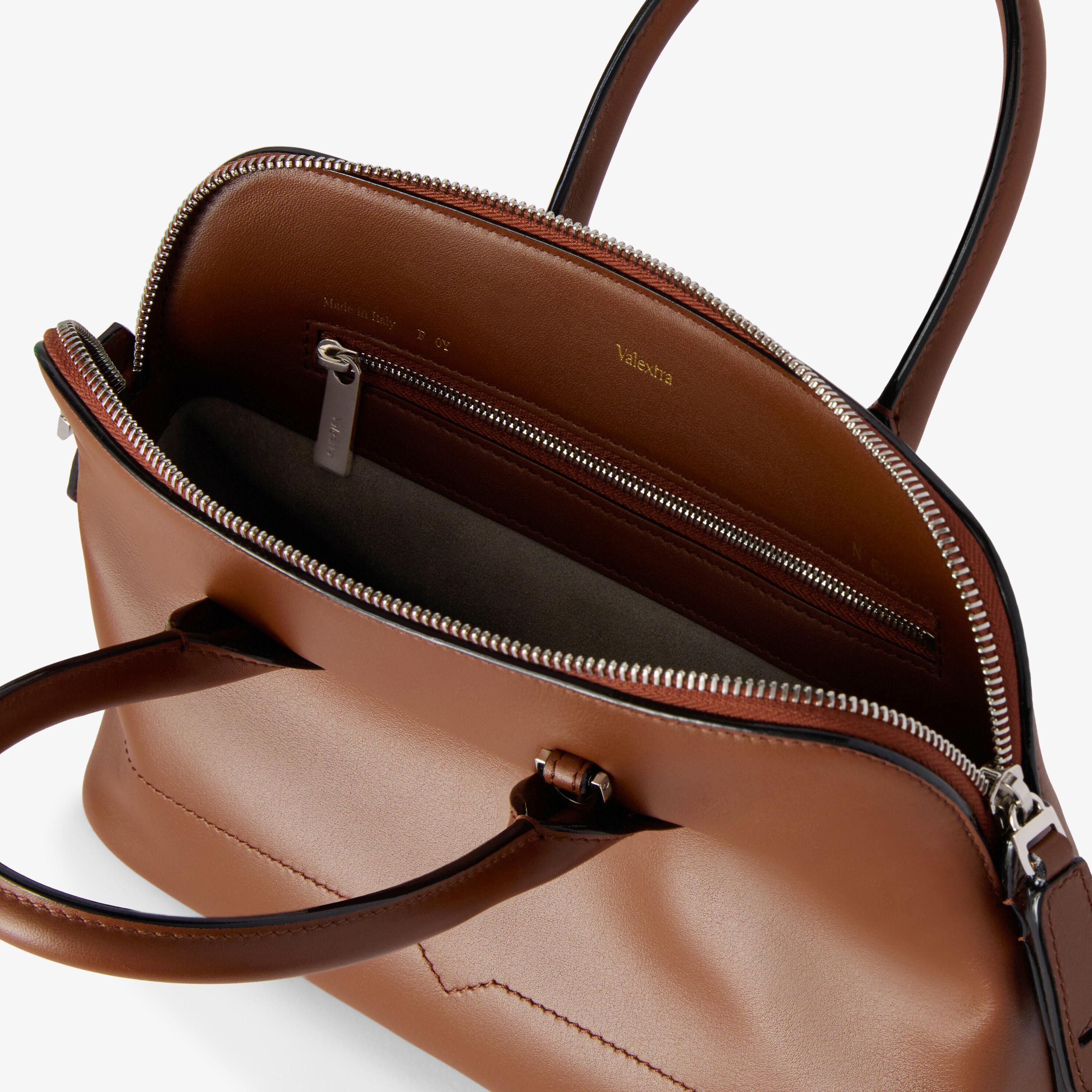 Women's Brown Luxury Leather Bowling Mini Bag | Valextra My Logo