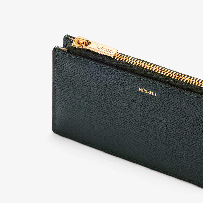 Card Holder 3CC with Zip - Valextra Green - Millepunte calf leather - Valextra - 2