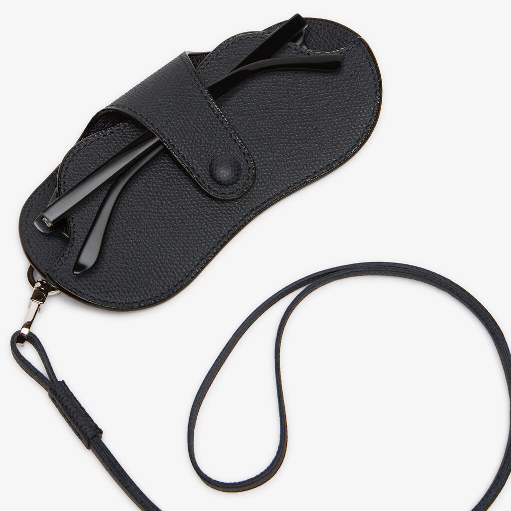 Glasses Case With Lanyard - Night Blue - Vitello VS - Valextra - 2