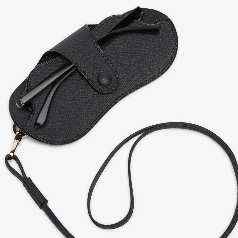 Glasses Case With Lanyard - Night Blue - Millepunte calf leather - Valextra - 2