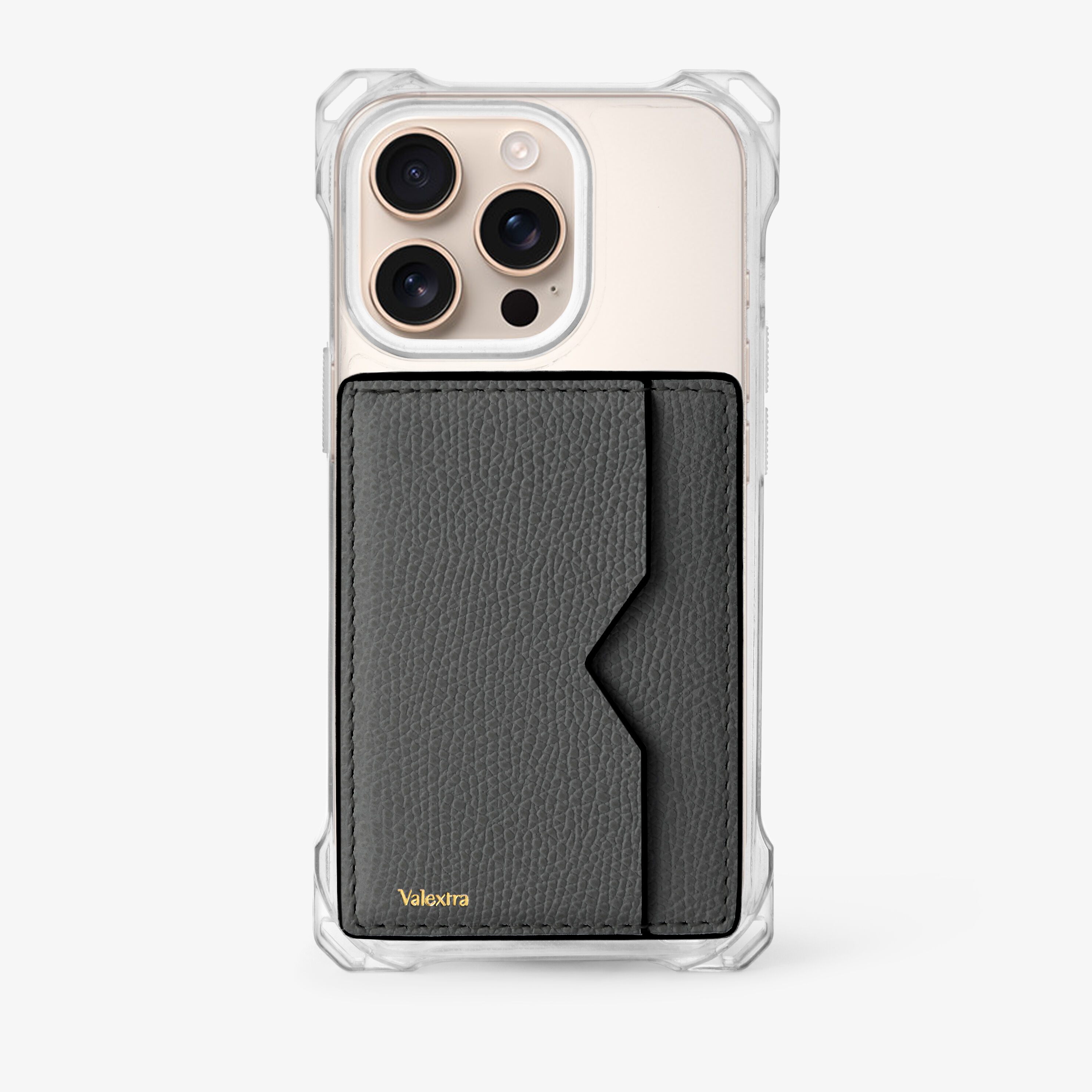 Gray Grained Leather Luxury Magnetic Card Case | Valextra