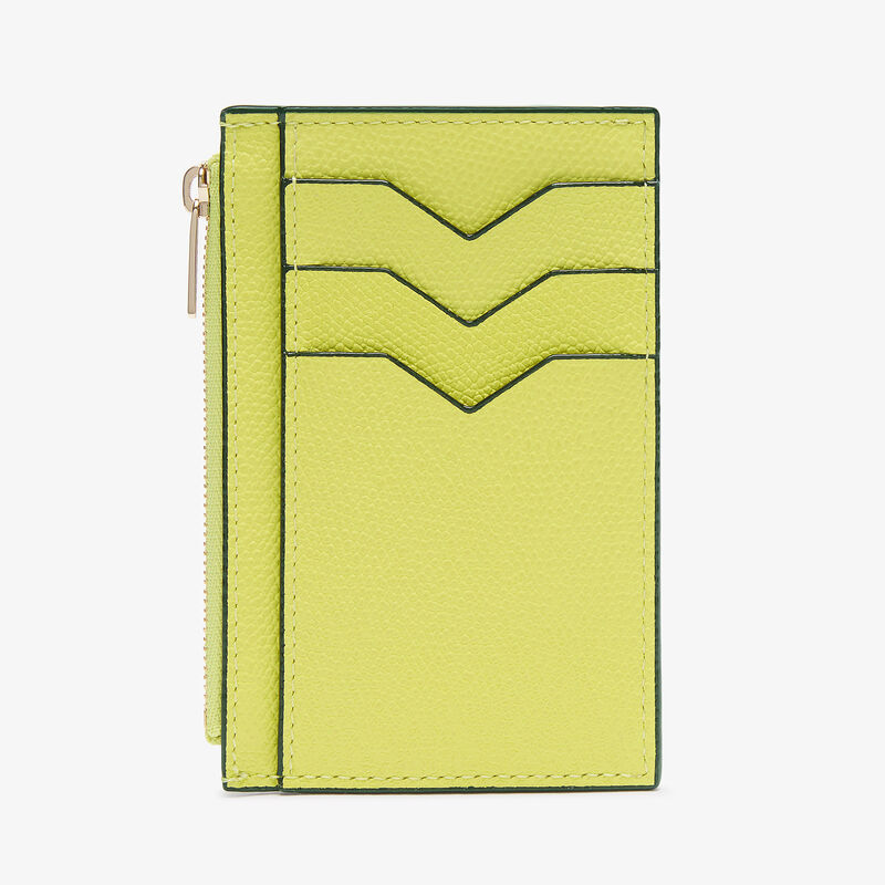 Card Holder 3CC with Zip - Citrine Yellow - Millepunte calf leather - Valextra - 5