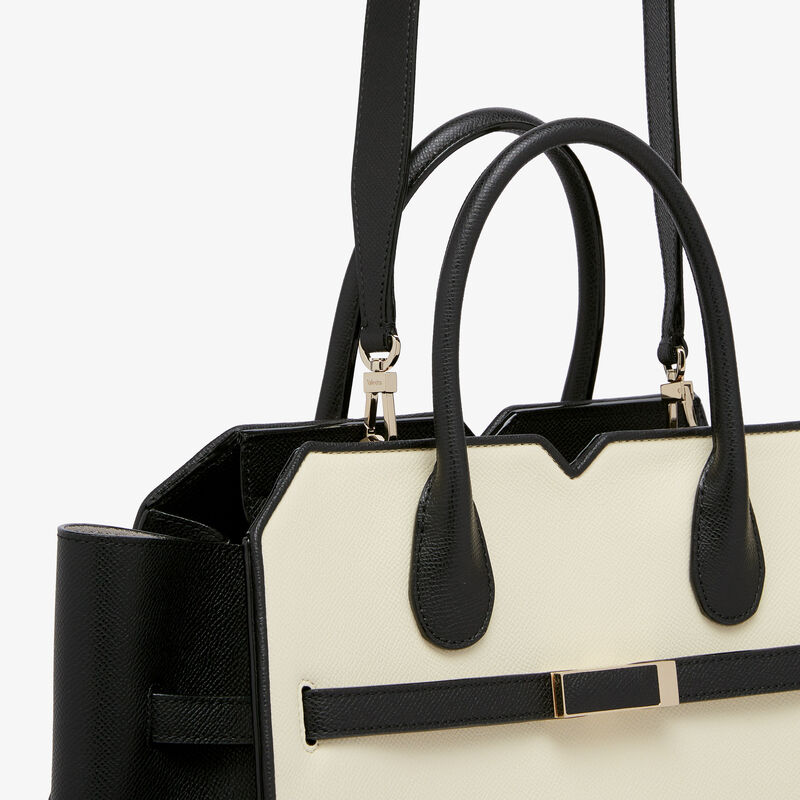 Borsa a Due Manici Milano Chiaroscuro Media - Pergamena White/Black - Millepunte Soft calf leather - Valextra - 4