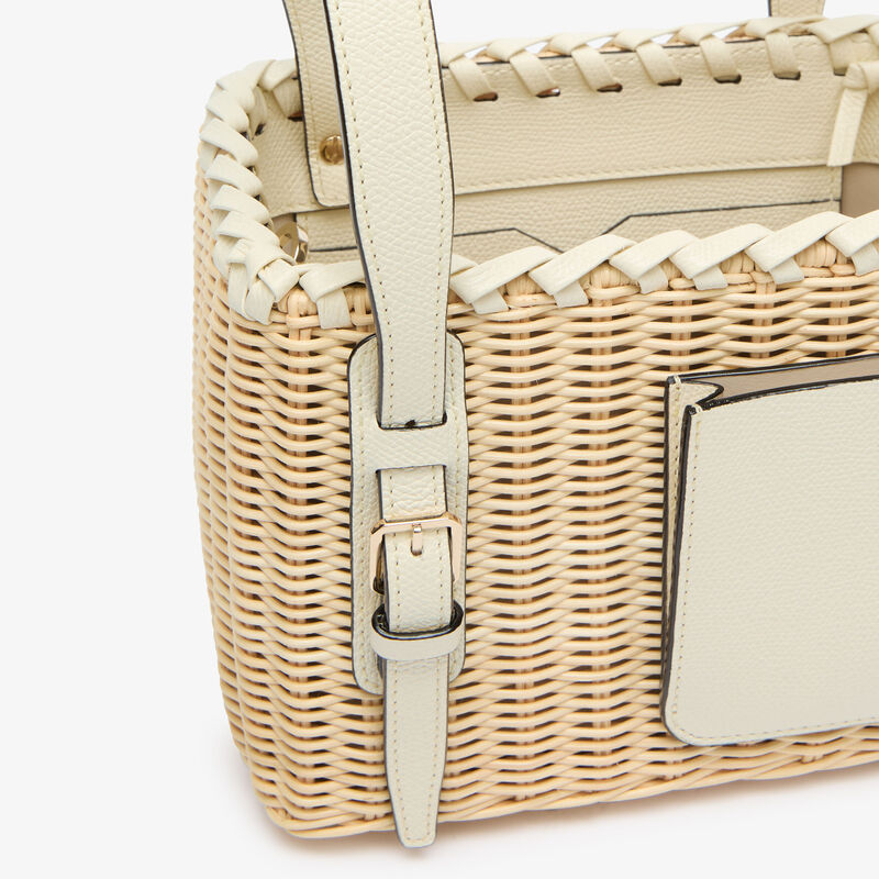 Wicker Bucket Micro Bag - Beige/Pergamena White - Natural wiker and Millepunte calf leather - Valextra - 4
