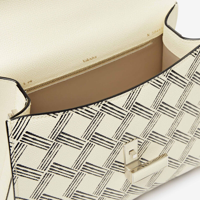Iside Foyer Top Handle Medium Bag - Pergamena White/Black - Millepunte calf leather - Valextra - 2