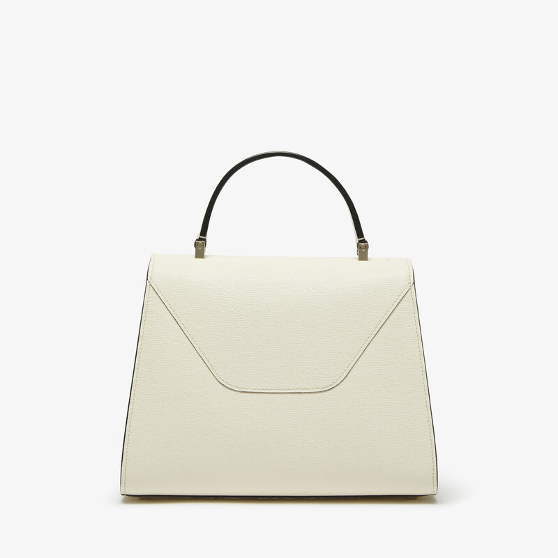 Iside Plexi Top Handle Medium Bag - Pergamena White/Black - Millepunte calf leather - Valextra - 6