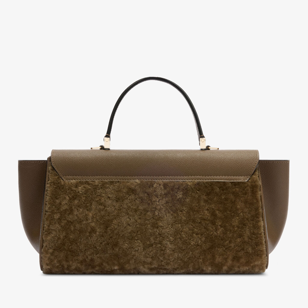 Iside Editor Shearling Top Handle Bag -  - Montone Merinos/Vitello Millepunte Soft - Valextra - 7
