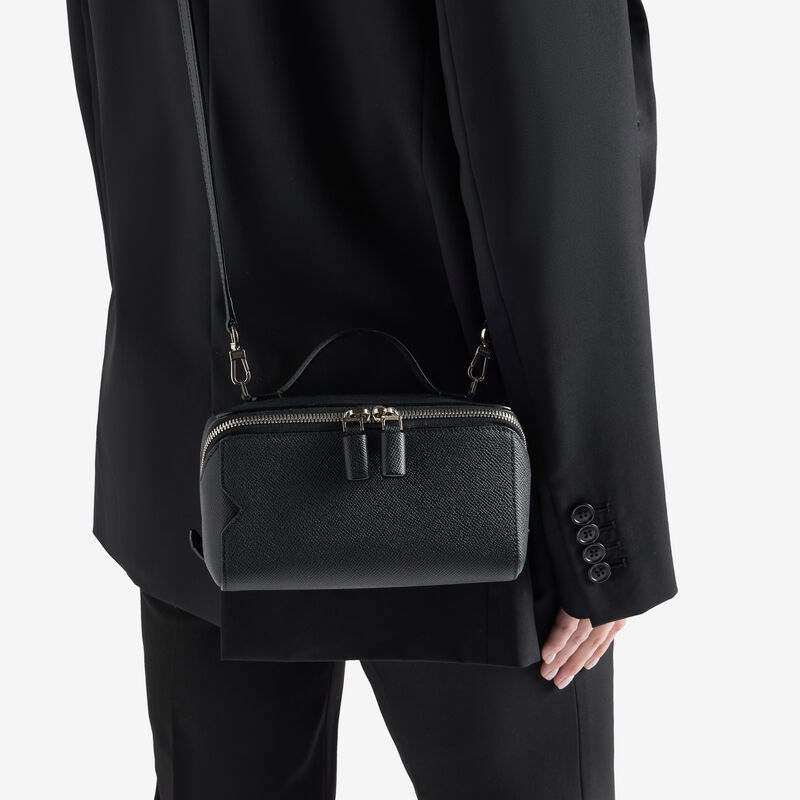 V-Line Crossbody Vanity Bag - Black - Millepunte Soft calf leather - Valextra - 2