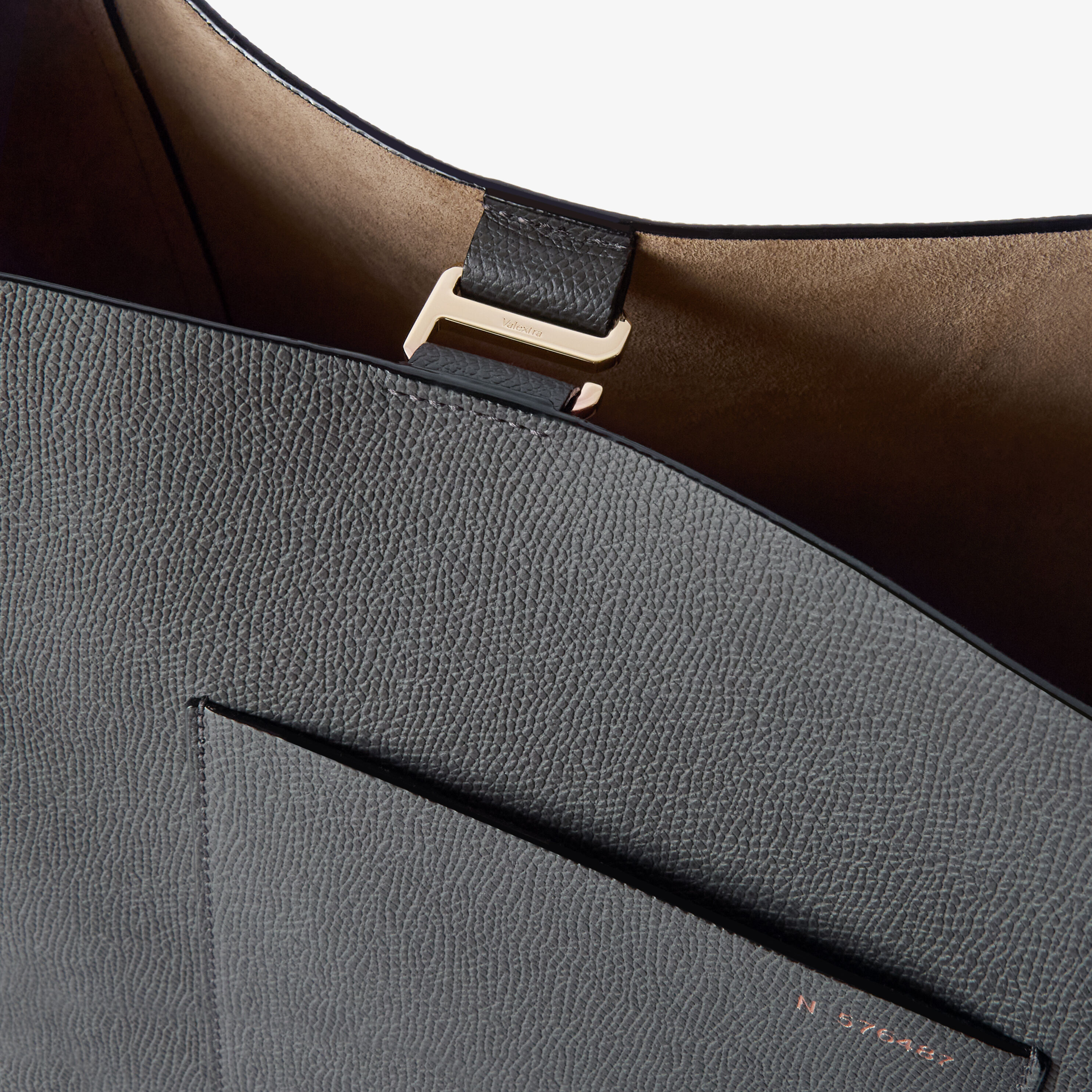 Women's Gray Luxury Leather Bucket Medium Bag | Valextra Soft